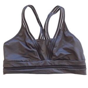 Victoria's Secret Sport Plunge Long Line Sport Bra Purple/Silver Medium
